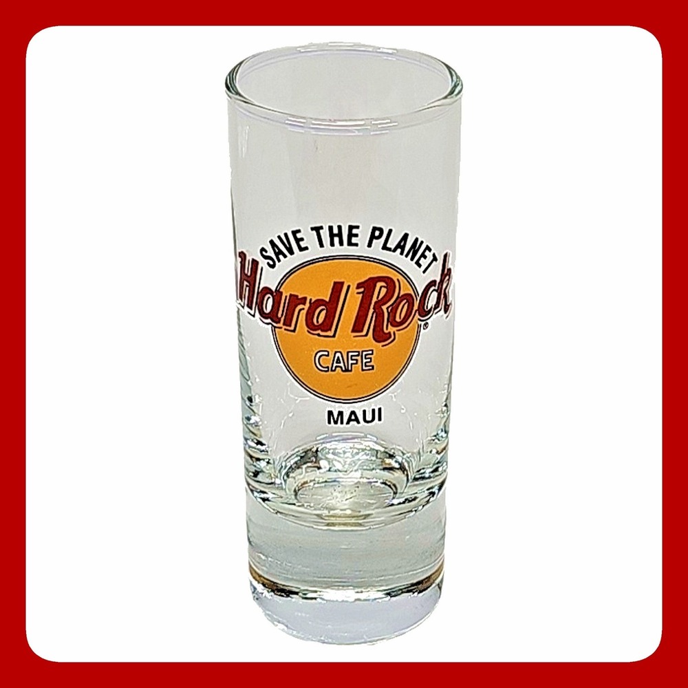 Vintage Hard Rock Cafe Maui Shooter Glass 4.5in Clear Save Planet Barware Retro